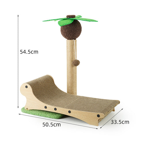 Cat scratcher with dimensions on a white background